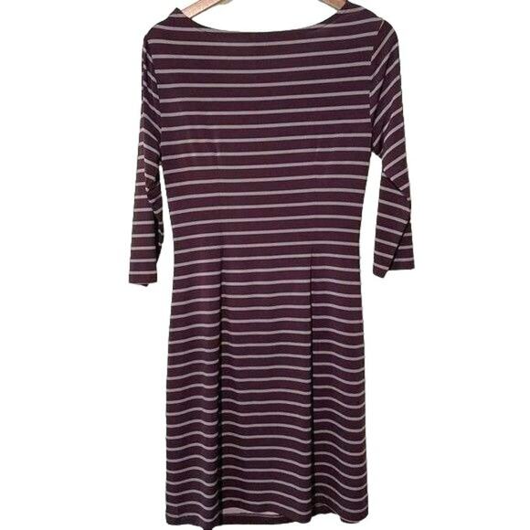 Loft Sheath Dress Purple and Gray Stripes Cowl Neck Medium - Picture 3 of 11